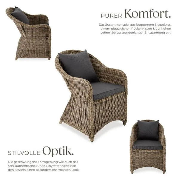 2er Set Aluminium Rattansessel