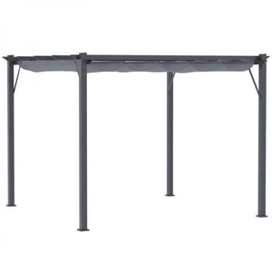 Pavillon Pergola mit Schiebedach Alu Grau 3 x 3 m