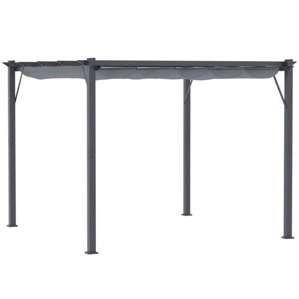 Pavillon Pergola mit Schiebedach Alu Grau 3 x 3 m