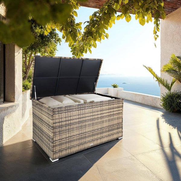 Auflagenbox mit Aluminiumgestell Oslo, 145x82,5x79,5cm - natur