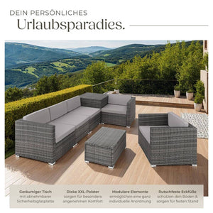 Rattan Lounge Pisa, grau