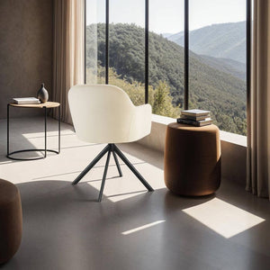 Samt-Drehstuhl Lona creme/schwarz pro Stück