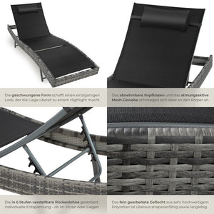 Rattan Sonnenliege Moana grau-meliert
