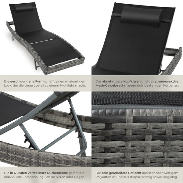 Rattan Sonnenliege Moana grau-meliert