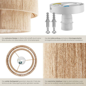 Deckenleuchte Lignea Lux aus Jute