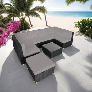 Rattan Lounge Venedig - schwarz/grau