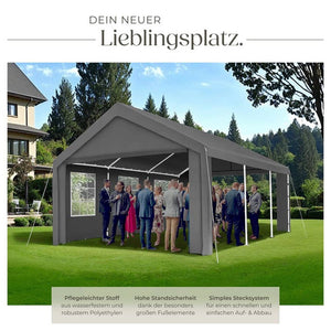Garten Pavillon 6x4m mit 4 Seitenteilen grau