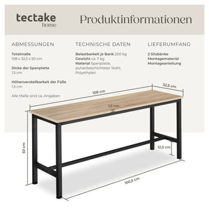 2 Sitzbänke Fairfield Industrial Holz hell, Eiche Sonoma