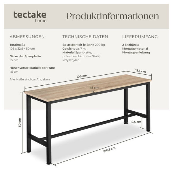 2 Sitzbänke Fairfield Industrial Holz hell, Eiche Sonoma