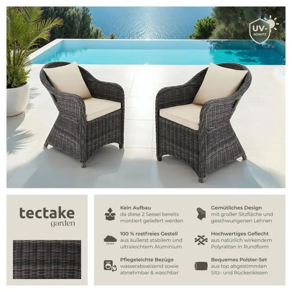 2er Set Aluminium Rattansessel