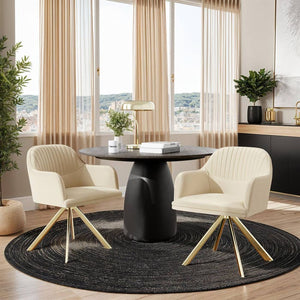 Samt-Drehstuhl Lona créme/gold 2er Set