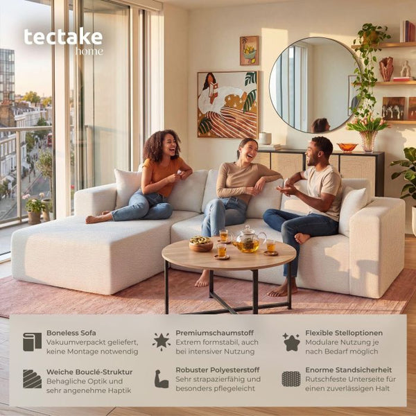 Sofa Relax Boneless L-Form Bouclé creme