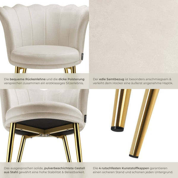 Sessel Stella Samt creme/gold