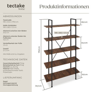 Regal Glasgow Industrial Holz dunkel, rustikal