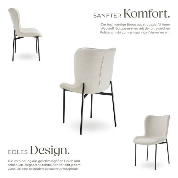 Polsterstuhl Tessa Webstoff off white/schwarz pro Stück