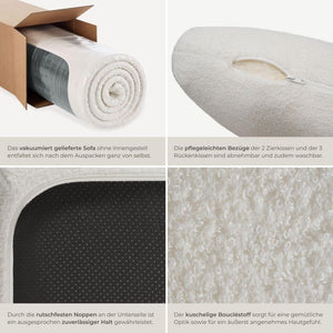 Sofa Relax Boneless L-Form Bouclé creme