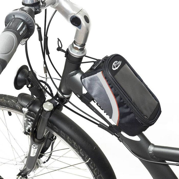 Fahrradtasche mit Rahmen-Befestigung für Smartphones schwarz/grau/rot 20,5 x 10 x 10,5 cm