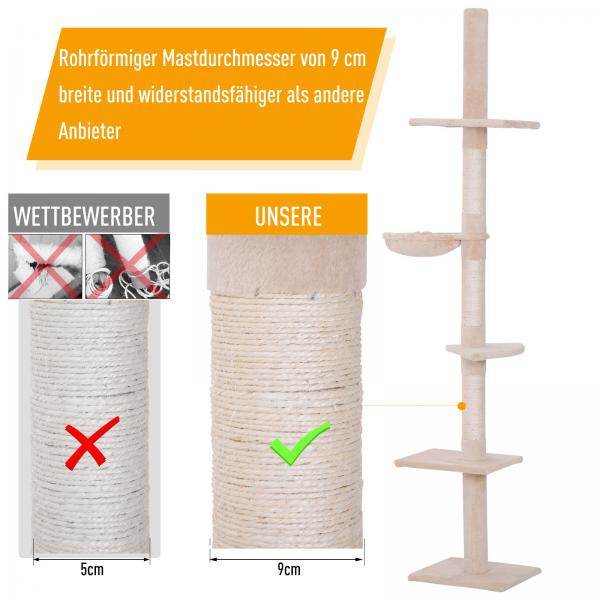 Katzenbaum Kratzbaum Katzenkratzbaum mit Sisalsäulen höhenverstellbar Beige