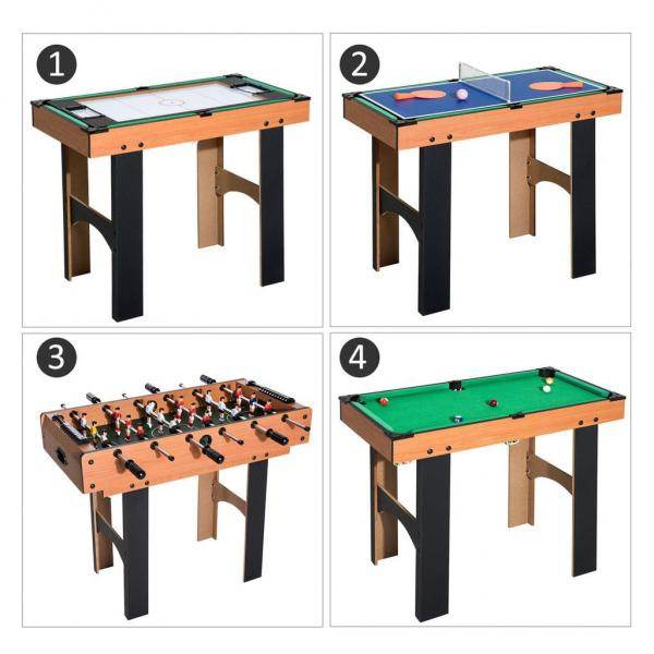 4 in 1 Multi Spieltisch Tischfussball, Tischtennis, Hockey und Billard
