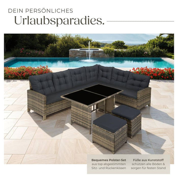 Rattan Lounge Barletta natur/dunkelgrau