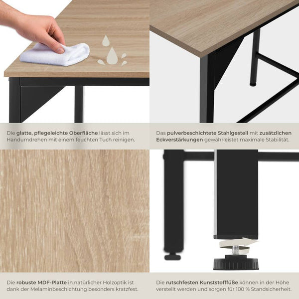 Esstisch Belfast Industrial Holz hell, Eiche Sonoma