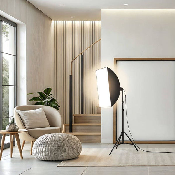 Studioleuchte mit Softbox und Stativ