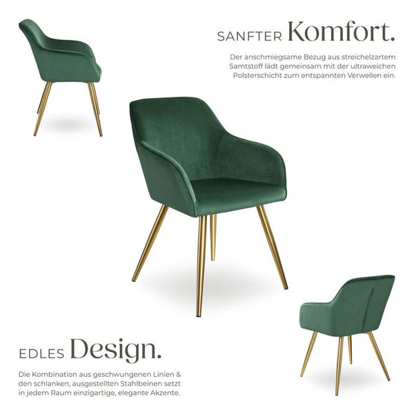 Stuhl Marilyn Samtoptik, dunkelgrün/gold