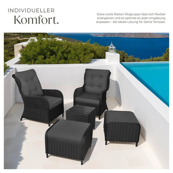 Rattan Sitzgruppe Benissa schwarz/grau