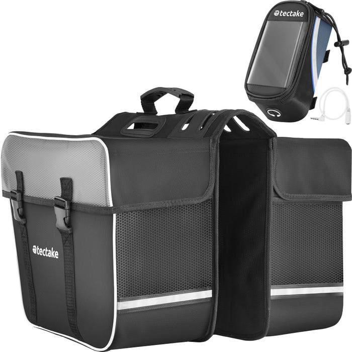 Set composto da borsa per bicicletta Georg e borsa per telaio, nero/blu, 20,5 x 10 x 10,5 cm 