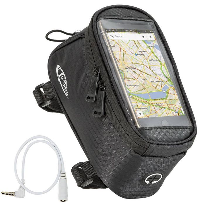 Borsa da bicicletta con attacco al telaio per smartphone, nera, 20,5 x 10 x 10,5 cm
