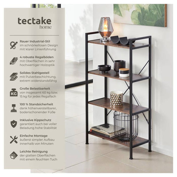 Regal Leeds Industrial Holz dunkel, rustikal