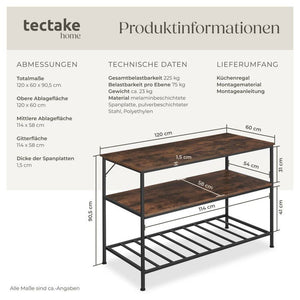 Küchenregal Akeley Industrial Holz dunkel, rustikal