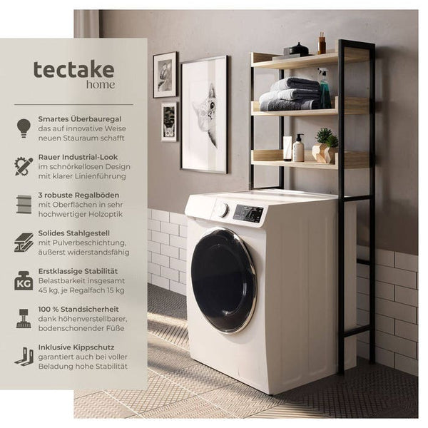 Badezimmerregal Seattle Industrial Holz hell, Eiche Sonoma 67 x 25 x 165,5 cm