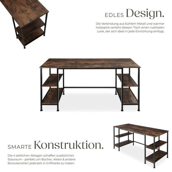 Computer-Schreibtisch Stoke Industrial Holz dunkel, rustikal