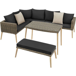 Rattan Lounge mit Aluminiumgestell Pula natur