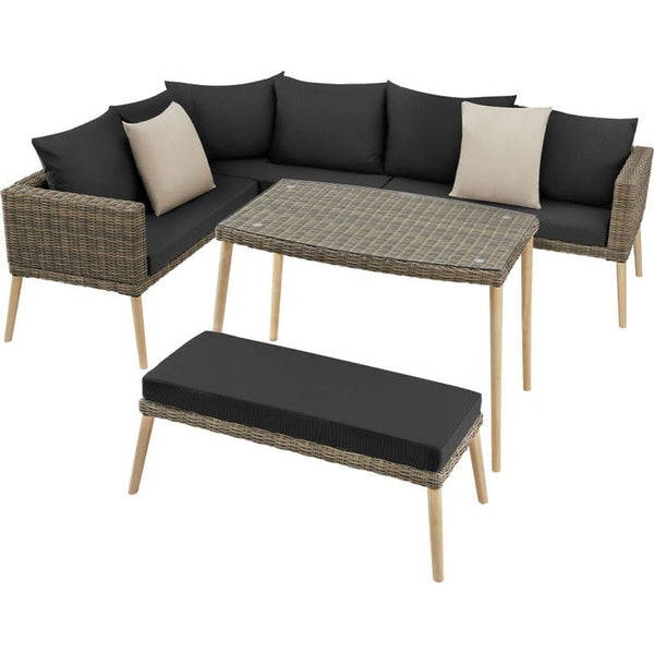 Rattan Lounge mit Aluminiumgestell Pula natur