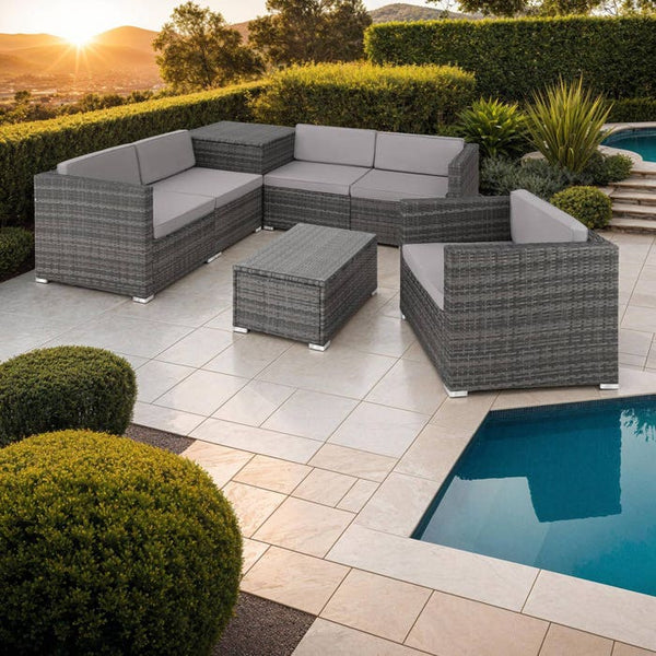 Rattan Lounge Pisa, grau