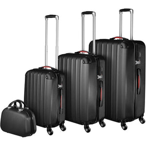Hartschalenkoffer und Beauty-Case Set 4-tlg. Schwarz