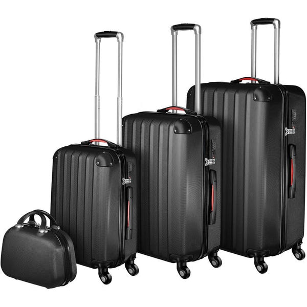 Hartschalenkoffer und Beauty-Case Set 4-tlg. Schwarz
