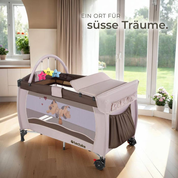 Kinderreisebett Hund + Wickelauflage braun