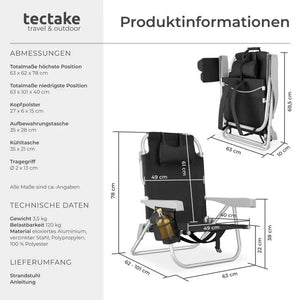Aluminium Strandstuhl Coral schwarz pro Stück