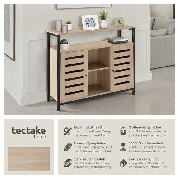 Sideboard Warrington Industrial Holz hell, Eiche Sonoma