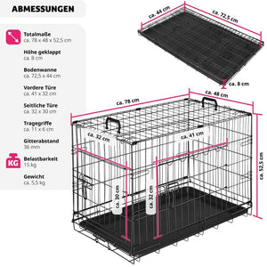 Hundekäfig-Gitterbox Luna 78 x 48 x 52,5 cm