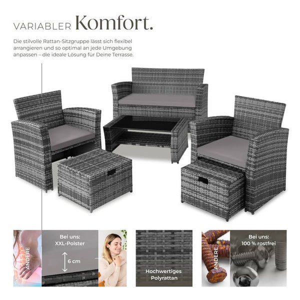 Rattan Sitzgruppe Modena grau