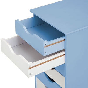 Kinderschreibtisch und Rollcontainer, blau