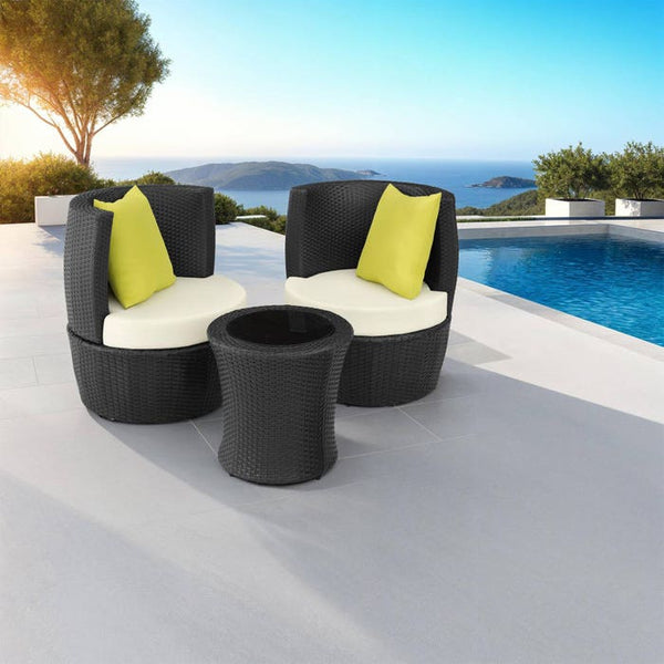 Aluminium Rattan Sitzgruppe Nizza schwarz