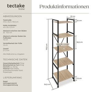 Regal Manchester Industrial Holz hell, Eiche Sonoma