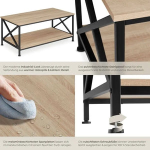 Couchtisch Pittsburgh Industrial Holz hell, Eiche Sonoma
