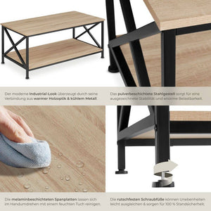 Couchtisch Pittsburgh Industrial Holz hell, Eiche Sonoma