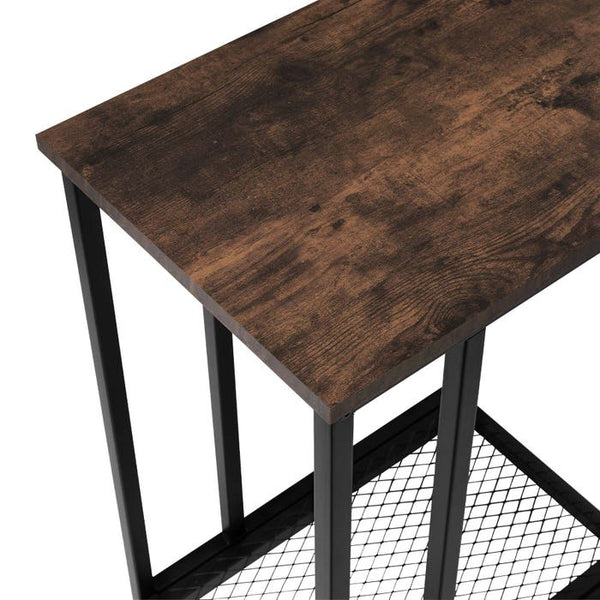 Eton Industrial side table, dark wood, rustic
